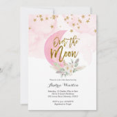 オーバーザムーンピンクベビーシャワー招待状 招待状 (正面)