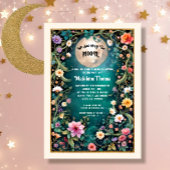 オーバーザムーンフローラナイトピンクの花つる植物女の子 招待状