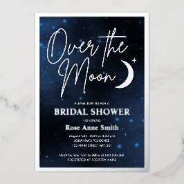 オーバーザムーンブライダルシャワー実在シルバー 箔招待状