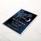 オーバーザムーンブライダルシャワー実在シルバー 箔招待状 (回転した状態)