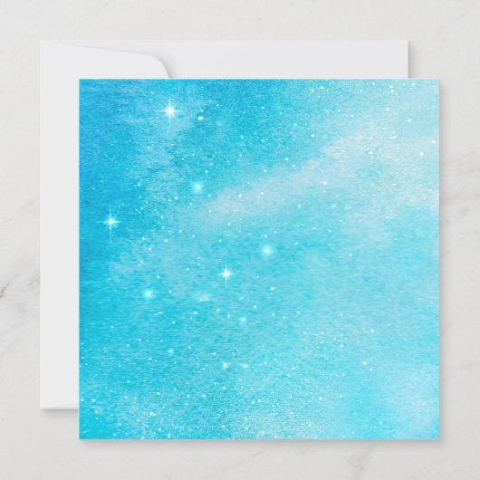 オーバーザムーンブルー金ゴールドベビーシャワー招待状 招待状 (裏面)