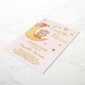 オーバーザムーンベア赤面ベビーシャワーガール 箔招待状 (回転した状態)