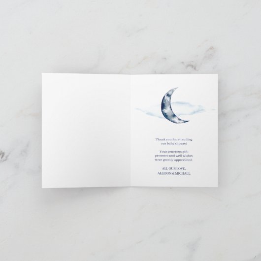 オーバーザムーンベイビーシャワー折り畳みサンキューカード サンキューカード (内部)