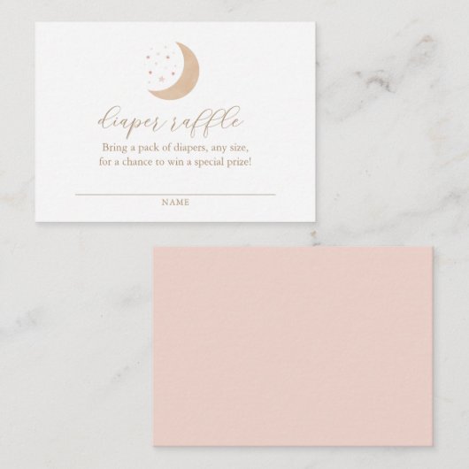オーバーザムーンベビーシャワーおむつラッフルチケット エンクロージャーカード (正面/裏面)