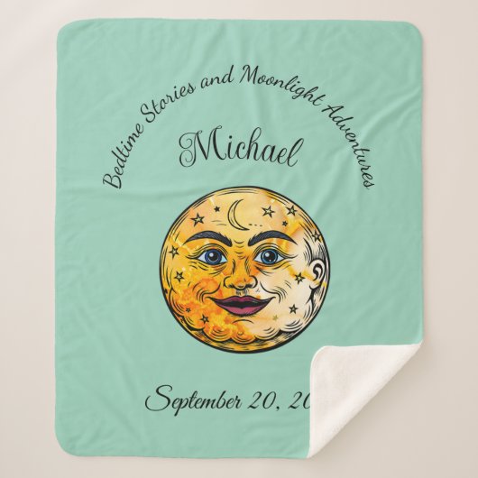 オーバーザムーンベビーシャワーお祝い シェルパブランケット (正面)