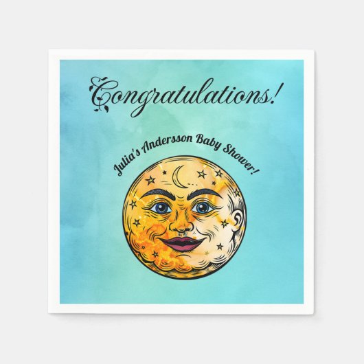 オーバーザムーンベビーシャワーお祝い スタンダードカクテルナプキン (正面)