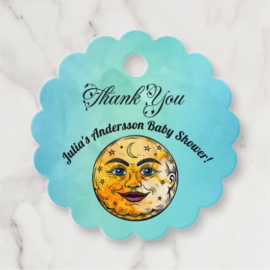 オーバーザムーンベビーシャワーお祝い フェイバータグ (正面)