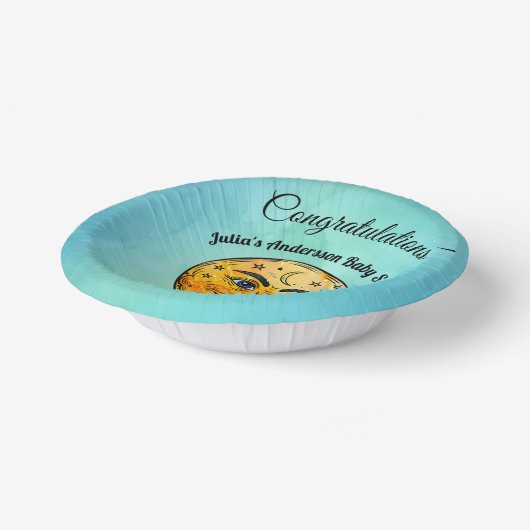 オーバーザムーンベビーシャワーお祝い ペーパーボウル (傾斜あり)