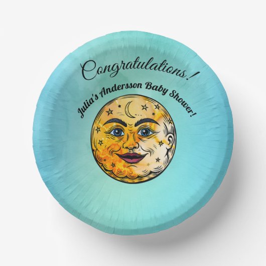 オーバーザムーンベビーシャワーお祝い ペーパーボウル (正面)