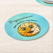 オーバーザムーンベビーシャワーお祝い ラウンドペーパーコースター (アングル)