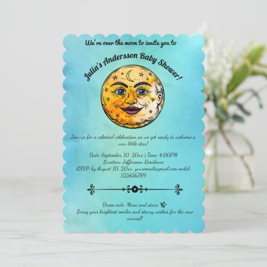 オーバーザムーンベビーシャワーお祝い 招待状 (スタンド正面)