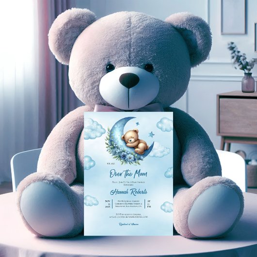 オーバーザムーンベビーシャワーパーティの招待状 サンキューカード