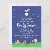 オーバーザムーン子供部屋ライムベビーシャワー招待状 招待状 (正面)