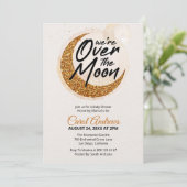 オーバーザムーン金ゴールドグリッターベビーシャワー 招待状 (スタンド正面)