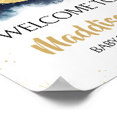 オーバーザムーン金ゴールドスターズブルーウェルカム ポスター (角)