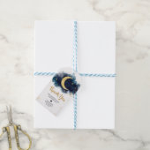 オーバーザムーン金ゴールドスターズブルーメッセージカード ギフトタグ (より糸付き)