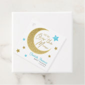 オーバーザムーン金ゴールド&ブルーベビーシャワーメッセージカード フェイバータグ (インサイチュ)
