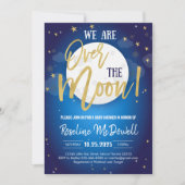 オーバーザムーン銀河系宇宙をテーマにしたベビーシャワー 招待状 (正面)