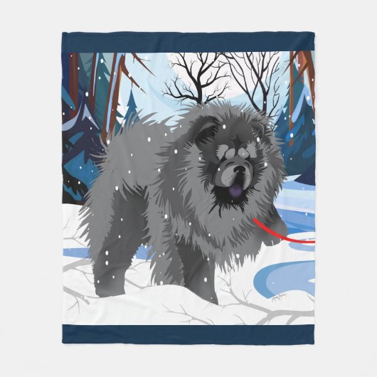 オーバーザリバーブラックチャウフリースブランケット フリースブランケット (正面)