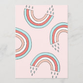 オーバーザレインボーガール赤面ピンクベビーシャワー 招待状 (裏面)