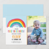 オーバーザレインボーブルーボーイ誕生日招待状 招待状 (正面/裏面)