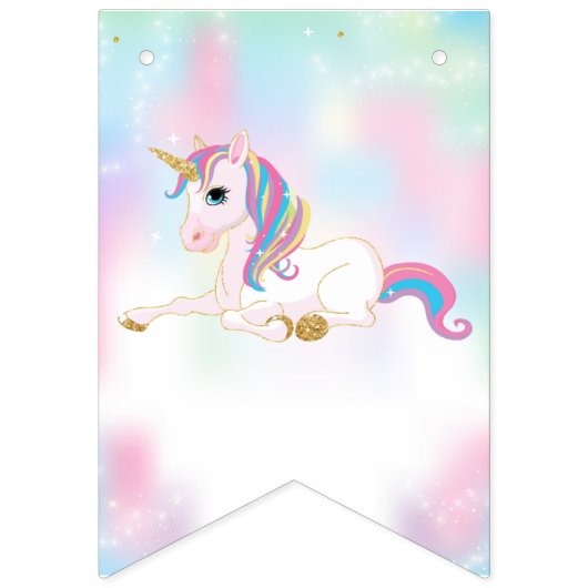 オーバーザレインボーマジカルユニコーン誕生日 バンティングフラッグ (第1の旗)