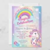 オーバーザレインボーユニコーン誕生日招待状 招待状 (正面)