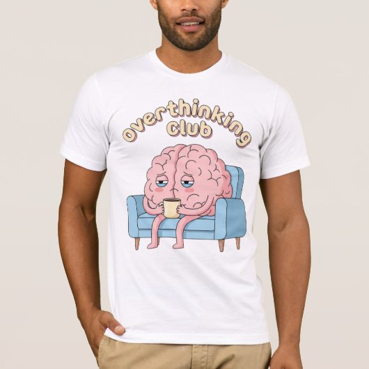 オーバーシンキングクラブ - ミニマルで面白い脳Tシャツ Tシャツ (正面)