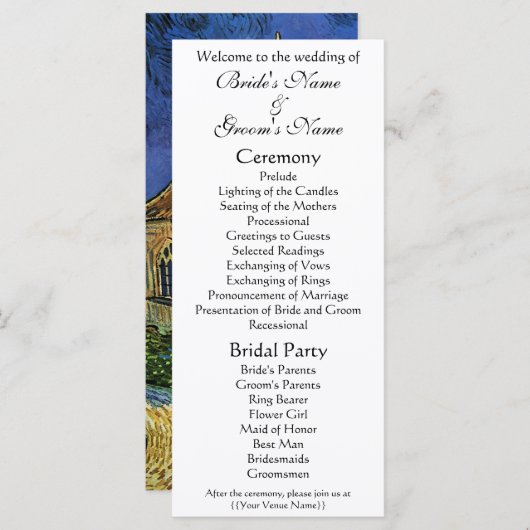 オーバースの教会ヴィンセント・ヴァン・ゴッホ結婚ズ プログラム (正面/裏面)