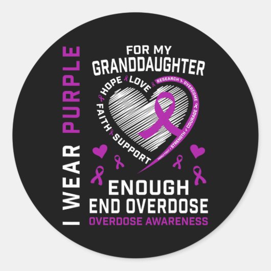 オーバードース啓発Tシャツ Enough+Purple+For+Gra ラウンドシール (正面)