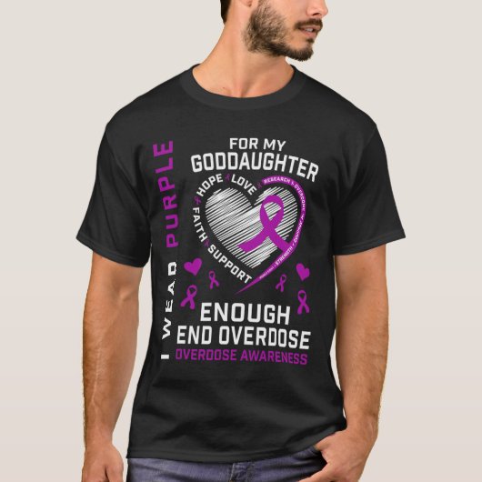 オーバードース撲滅Tシャツ 紫色で十分 神様のために Tシャツ (正面)