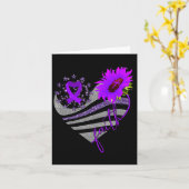 オーバードース認識ひまわりハートリボンパープルG カード (黄色い花)