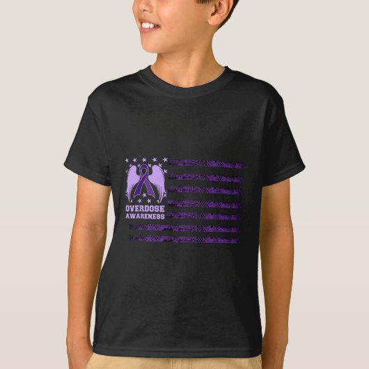 オーバードーズ啓発リボンフラグ 1 Tシャツ (正面)