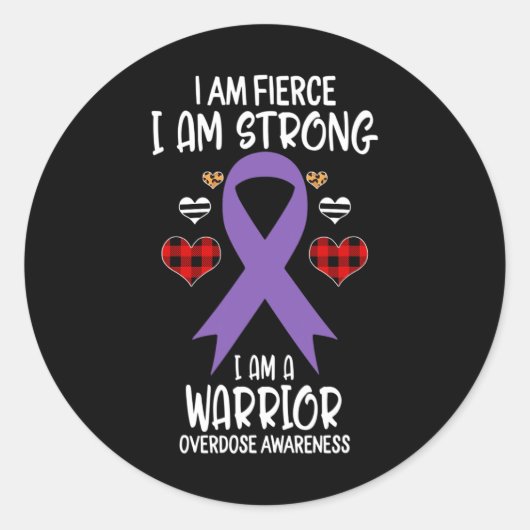 オーバードーズ啓発リボン I Am Fierce Strong Warri ラウンドシール (正面)