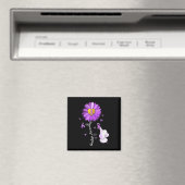 オーバードーズ啓発月間 ヒマワリ リボン 紫 E マグネット (インサイチュ (食洗機))