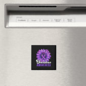 オーバードーズ啓発月間 紫のリボンとひまわりB マグネット (インサイチュ (食洗機))