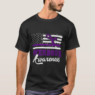 オーバードーズ啓発 パープルリボン 薬物依存 29 Tシャツ