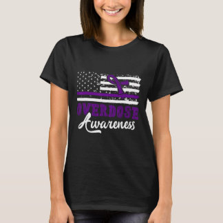 オーバードーズ啓発 パープルリボン 薬物依存 29 Tシャツ
