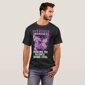 オーバードーズ啓発 パープルリボン 薬物依存 9 Tシャツ (正面フル)