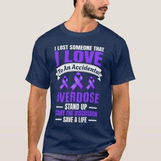 オーバードーズ啓発 愛する人を失った パープルリボン Tシャツ