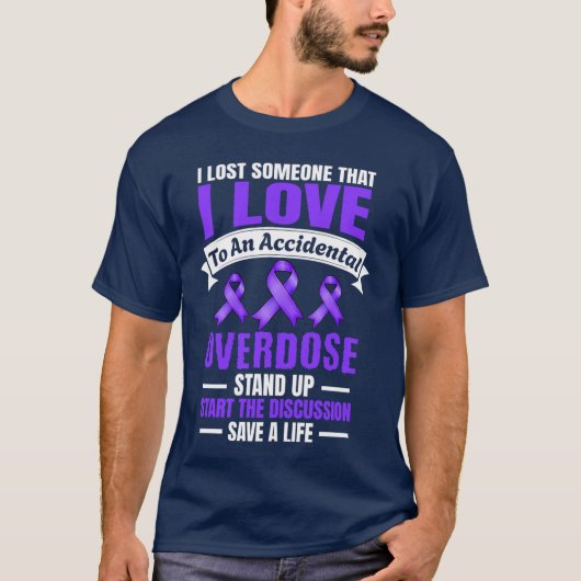 オーバードーズ啓発 愛する人を失った パープルリボン Tシャツ (正面)