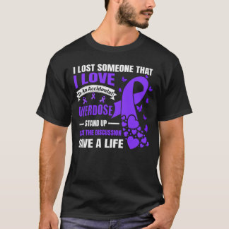 オーバードーズ啓発 愛する人を失った パープルリボン Tシャツ