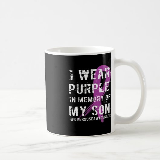 オーバードーズ認識度メモリのソンパープルリボン コーヒーマグカップ (右)