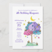 オーバーナイトスリープバー誕生日スランバーパーティー 招待状 (正面)