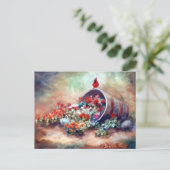 オーバーフローする(鳥)ショウジョウコウカンチョウはがき ポストカード (スタンド正面)