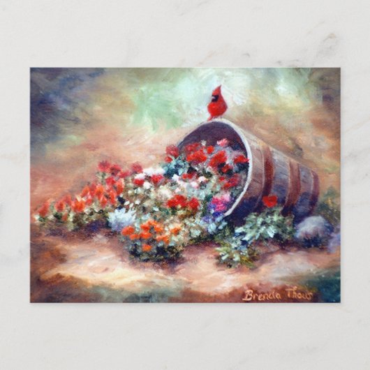 オーバーフローする(鳥)ショウジョウコウカンチョウはがき ポストカード (正面)