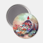 オーバーフローする(鳥)ショウジョウコウカンチョウ磁石 マグネット (正面/裏面)