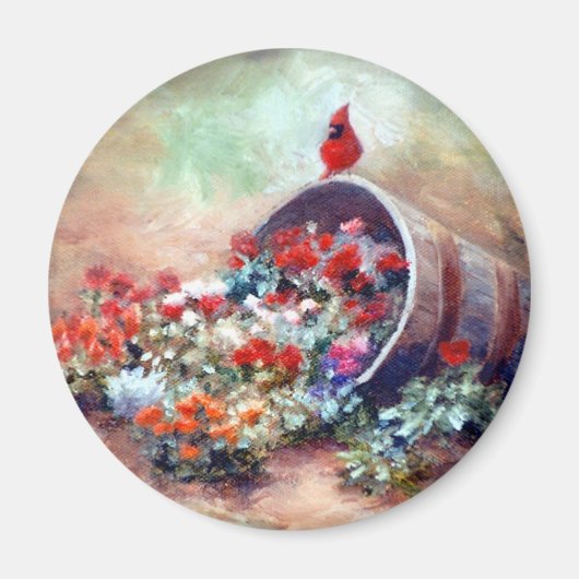 オーバーフローする(鳥)ショウジョウコウカンチョウ磁石 マグネット (正面)