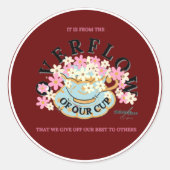 オーバーフロー レッド ヒューズ スティッカー by アディエラ アコー ラウンドシール (正面)