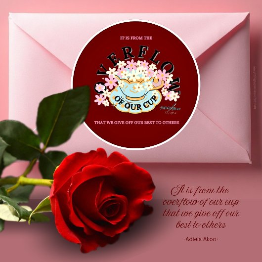 オーバーフロー レッド ヒューズ スティッカー by アディエラ アコー ラウンドシール